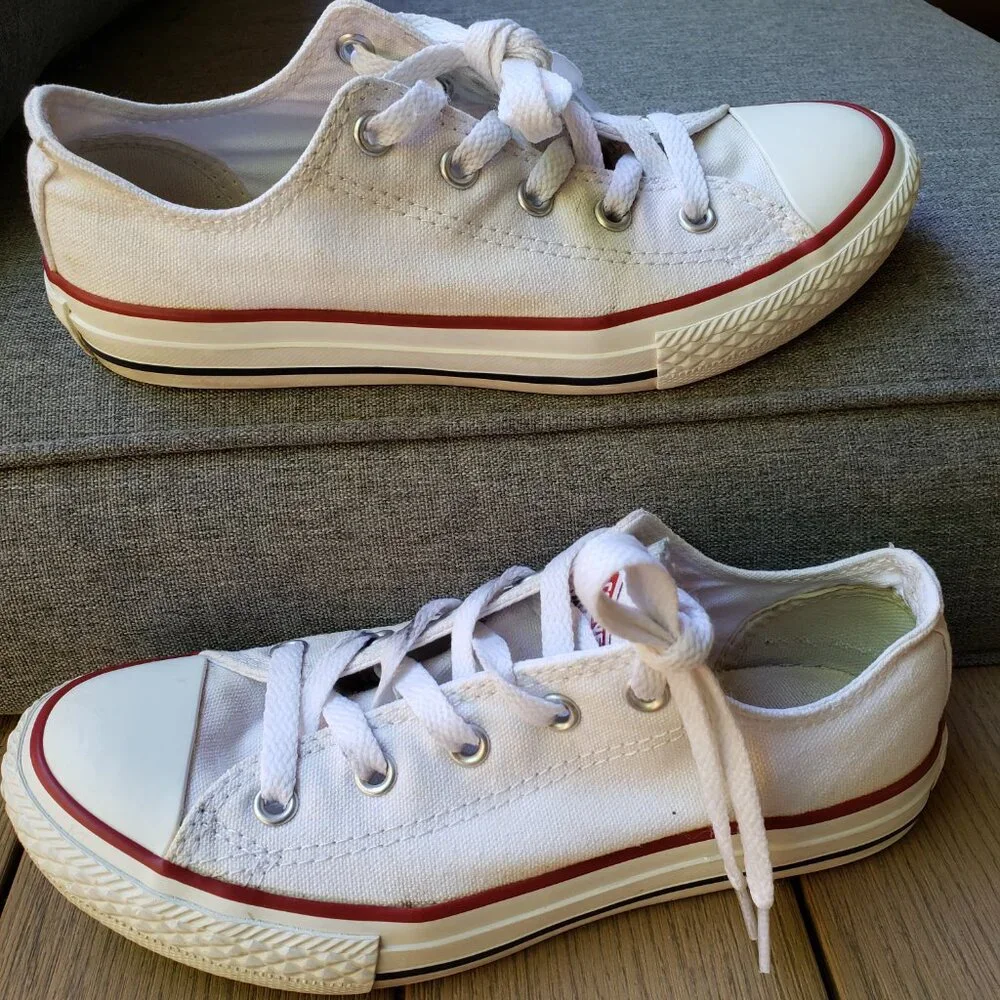 EUC CTAS Converse vintage old school optic white canvas (2Y) KICKS